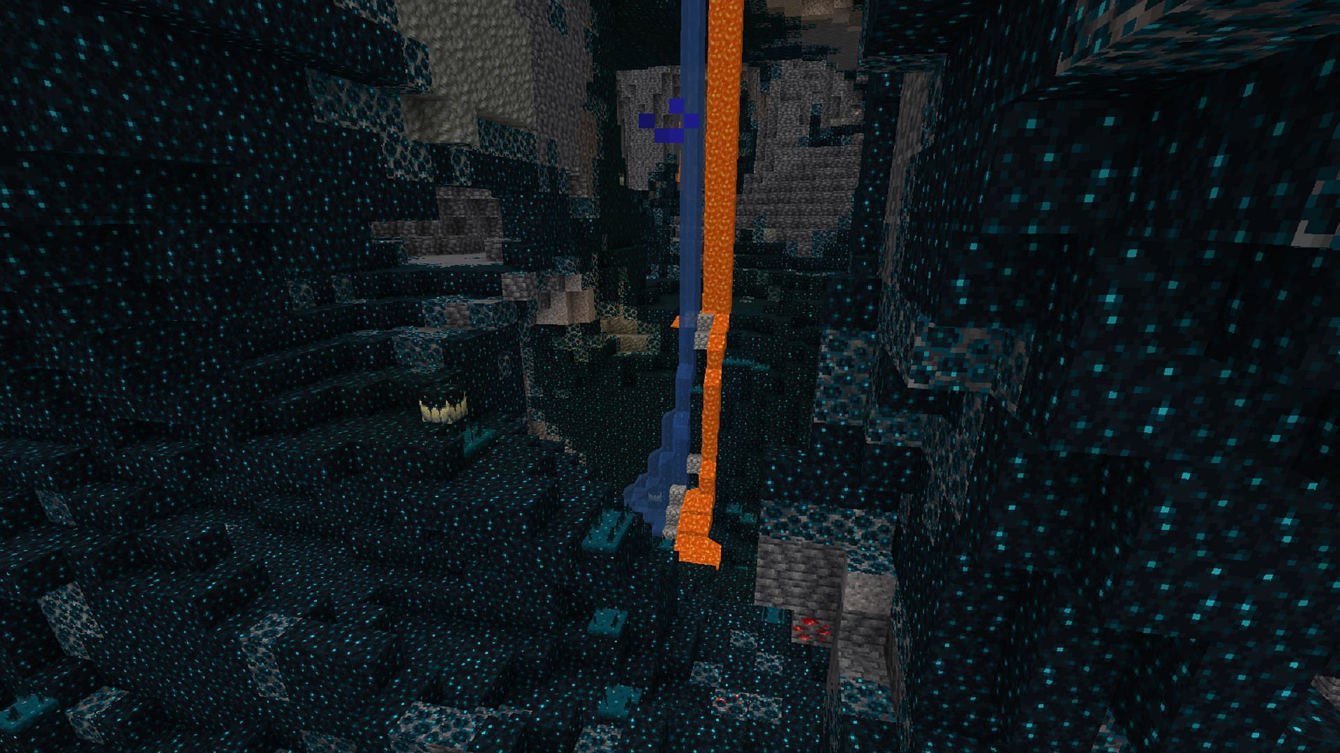 The deep dark segment of the seed's huge cave system (Image via Mojang)